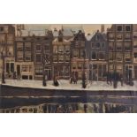 Koetser, gracht in winter, ets