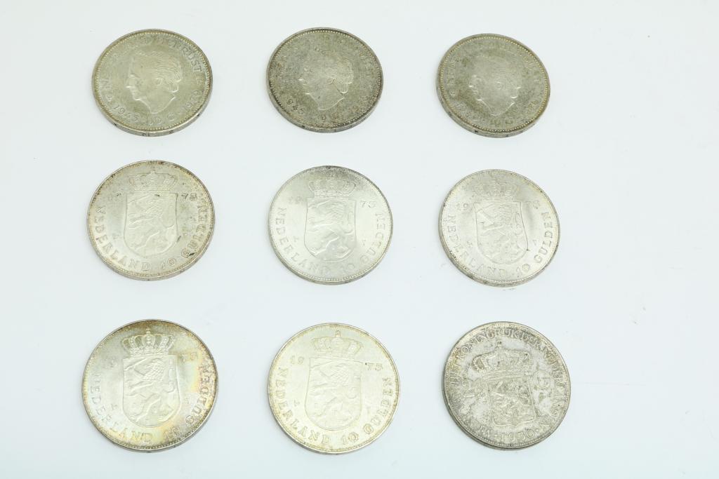 Zilveren 10 gulden munten & 1 rijksdaald
