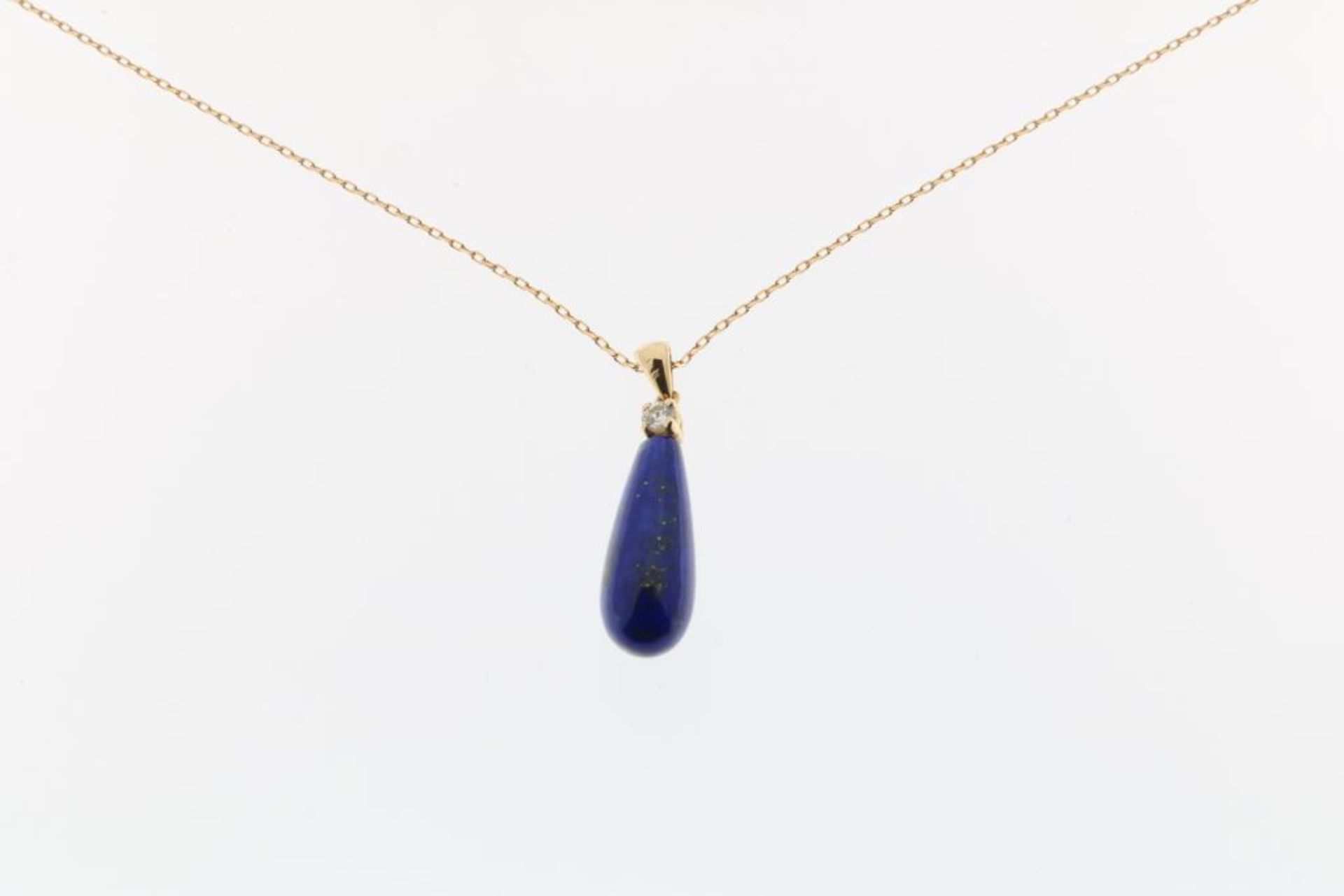 Roségouden collier, lapis lazuli hanger