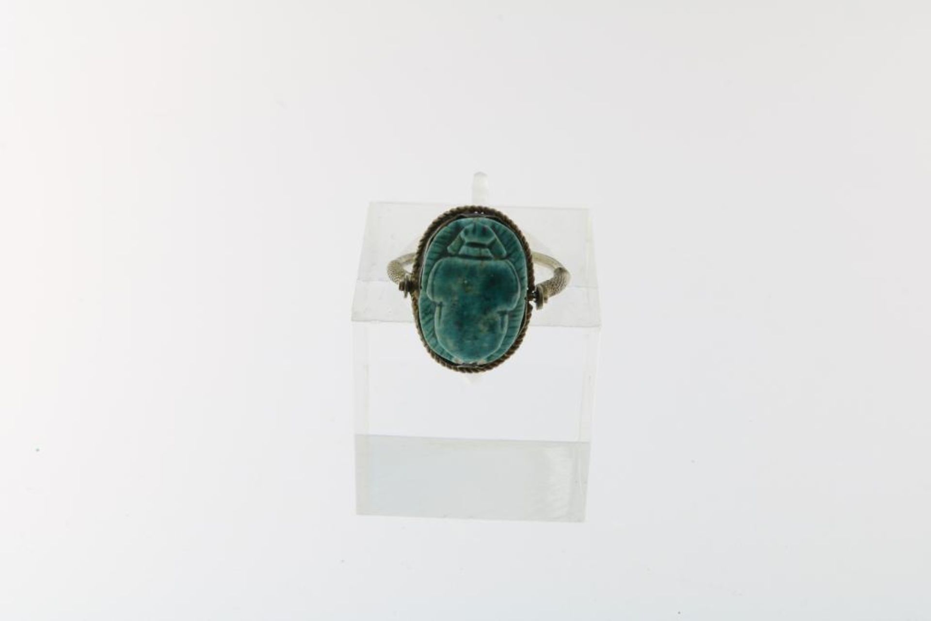 Zilveren ring, faience scarabee - Bild 2 aus 4