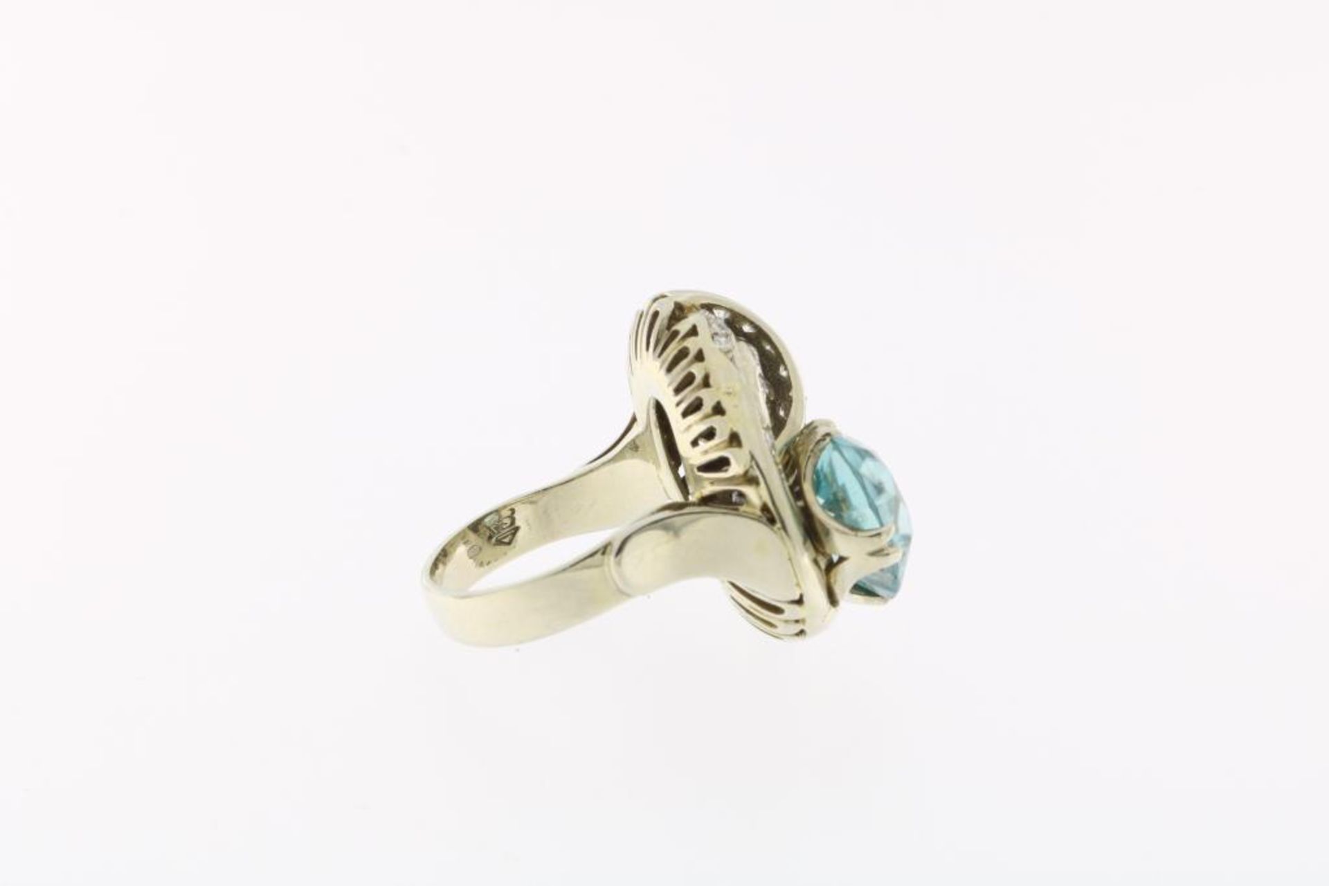 Witgouden ring, Art Deco, blauwe zirkoon - Bild 5 aus 5