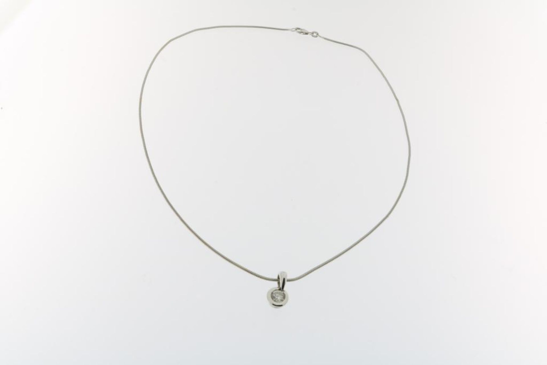 Witgouden collier met solitaire hanger - Bild 2 aus 3