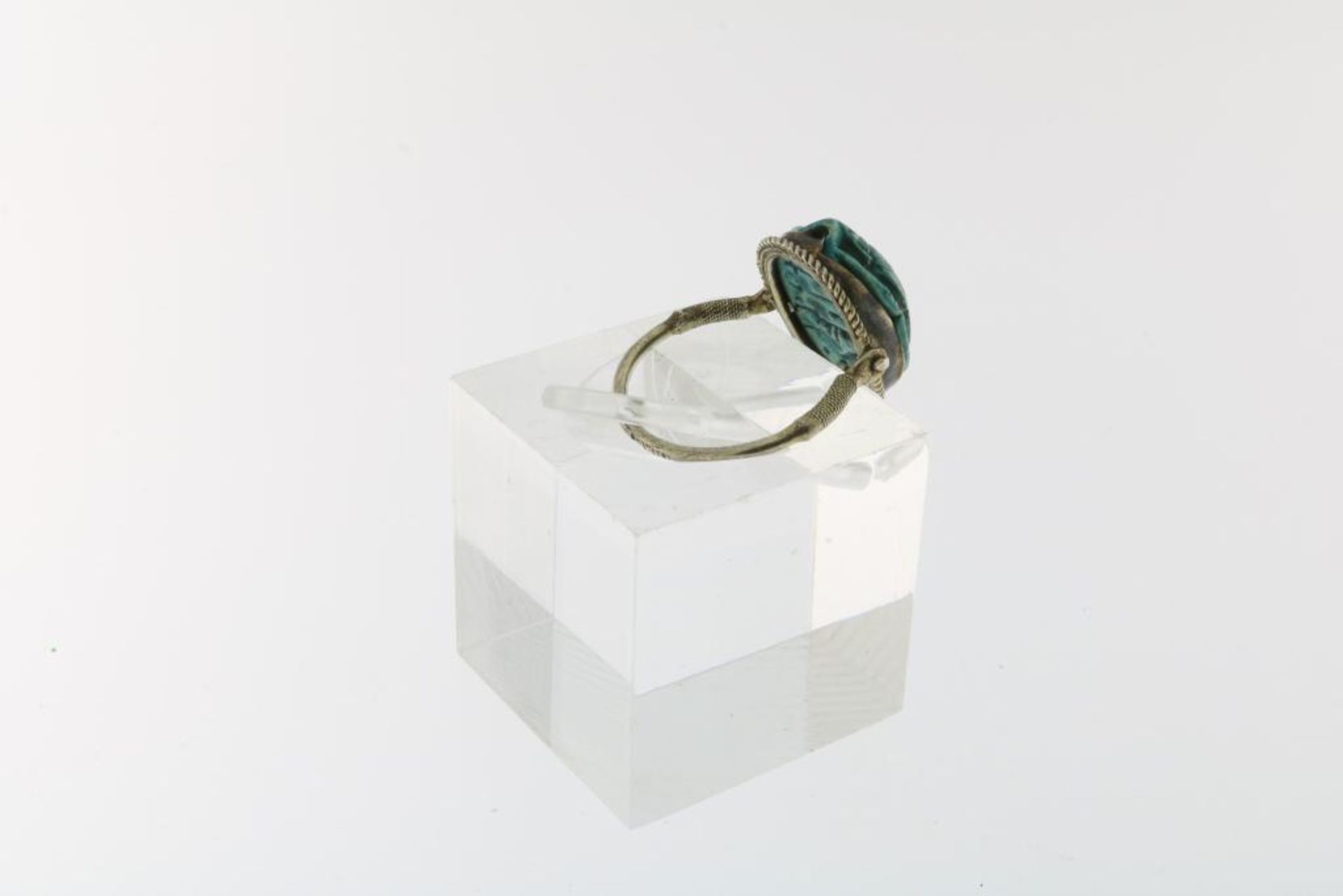 Zilveren ring, faience scarabee - Bild 3 aus 4