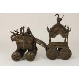 Bronzen rijtuig met 2 olifanten, Tibet