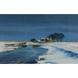 Groenhart, winterlandschap, aquarel