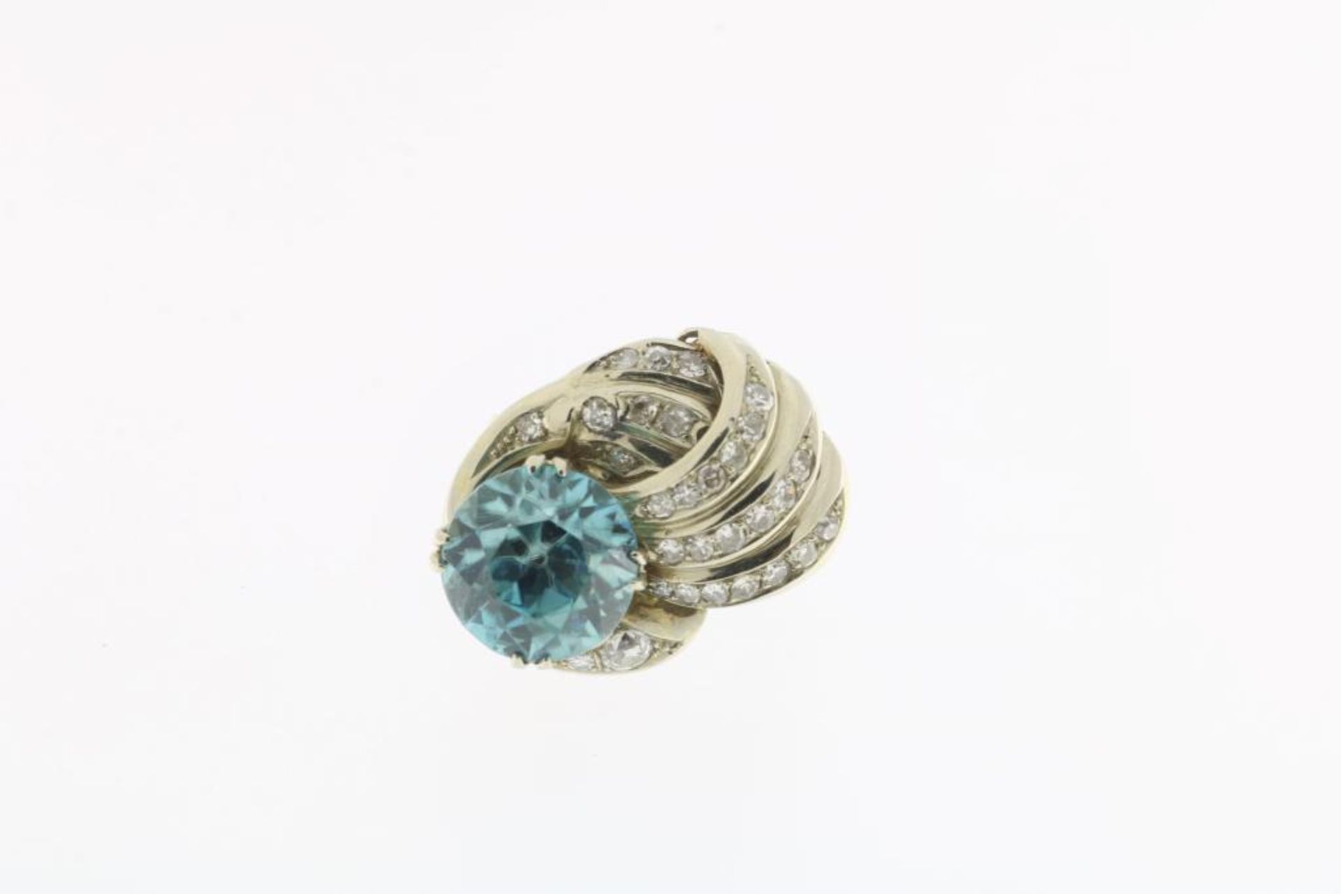 Witgouden ring, Art Deco, blauwe zirkoon - Bild 3 aus 5