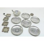 Lot divers zilver, wo 6 bakjes met HK $