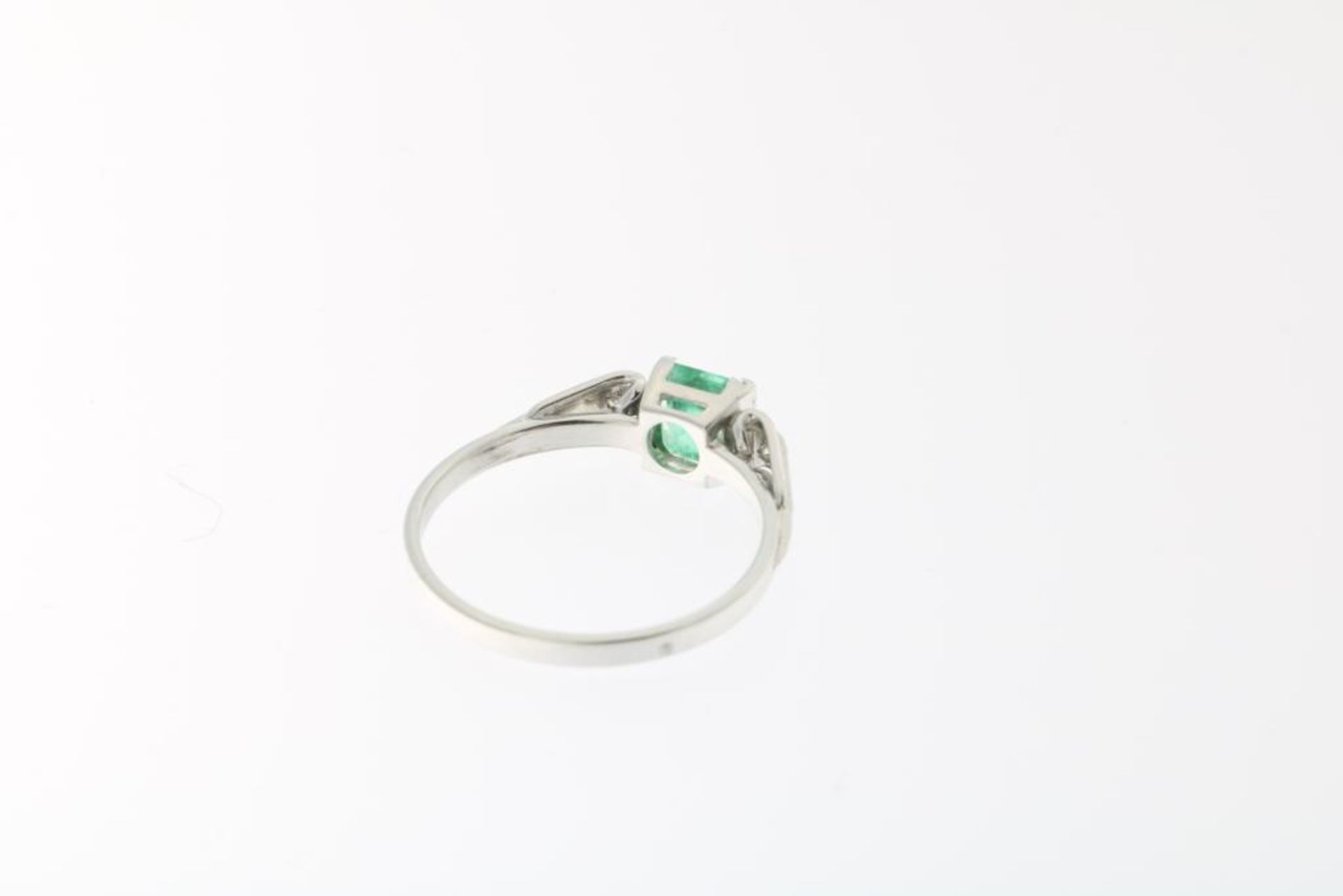 Witgouden ring met smaragd en diamant - Bild 2 aus 3