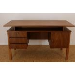 Teak bureau met 3 laden en deur