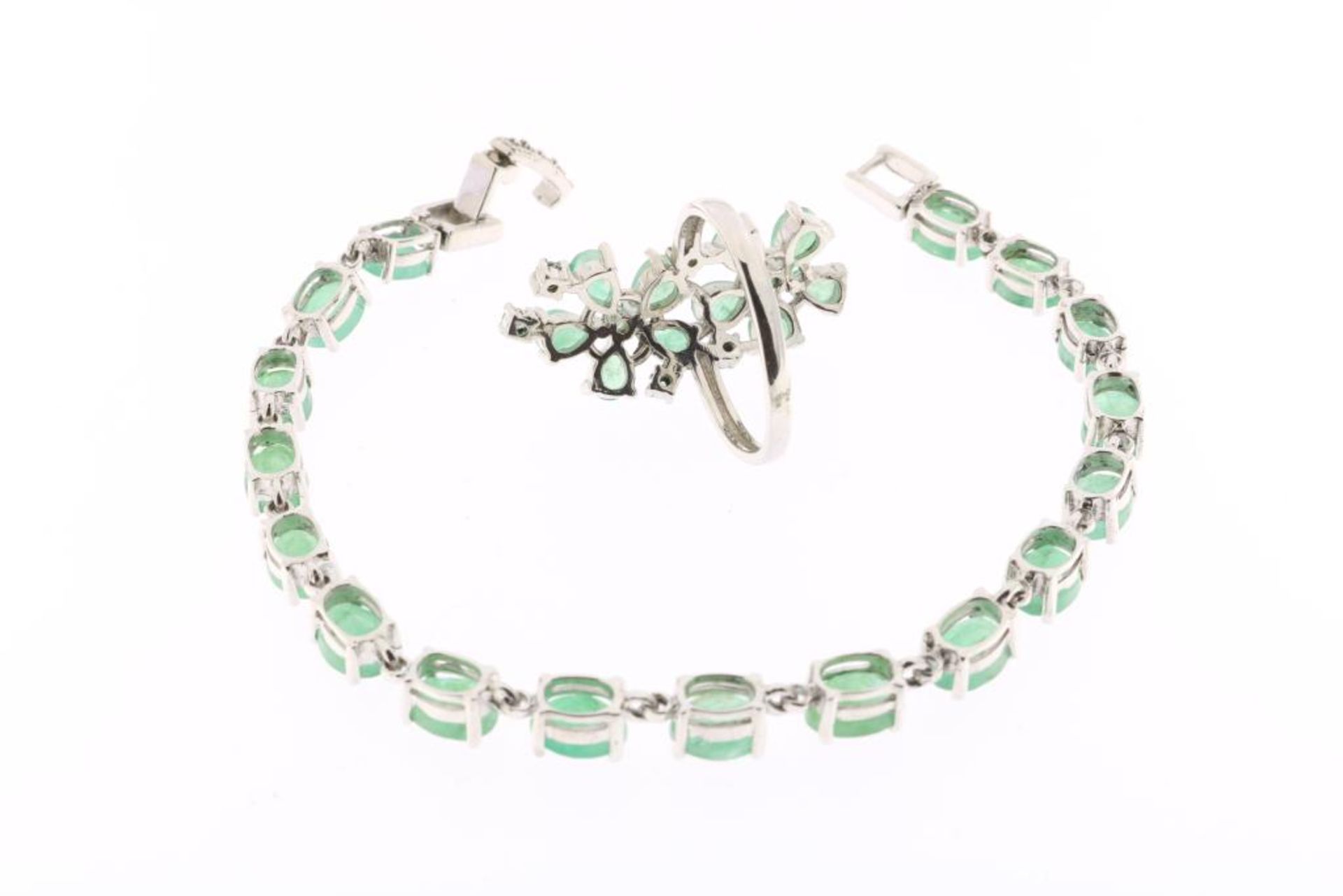 Set zilveren juwelen met smaragd - Image 2 of 2