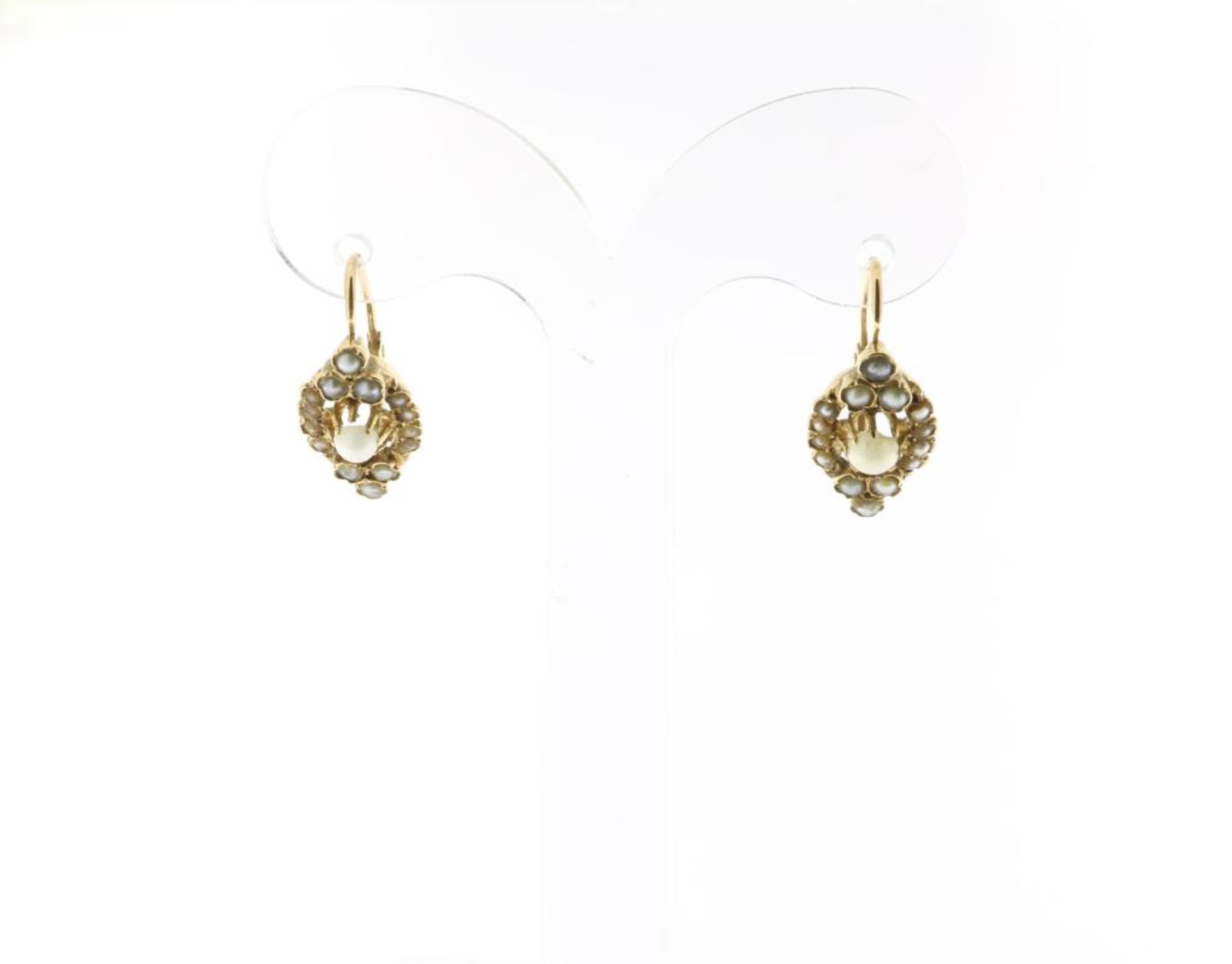 Gouden oorbellen, parels, 19de eeuw