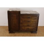 Eiken Art Deco dressoir met marmeren