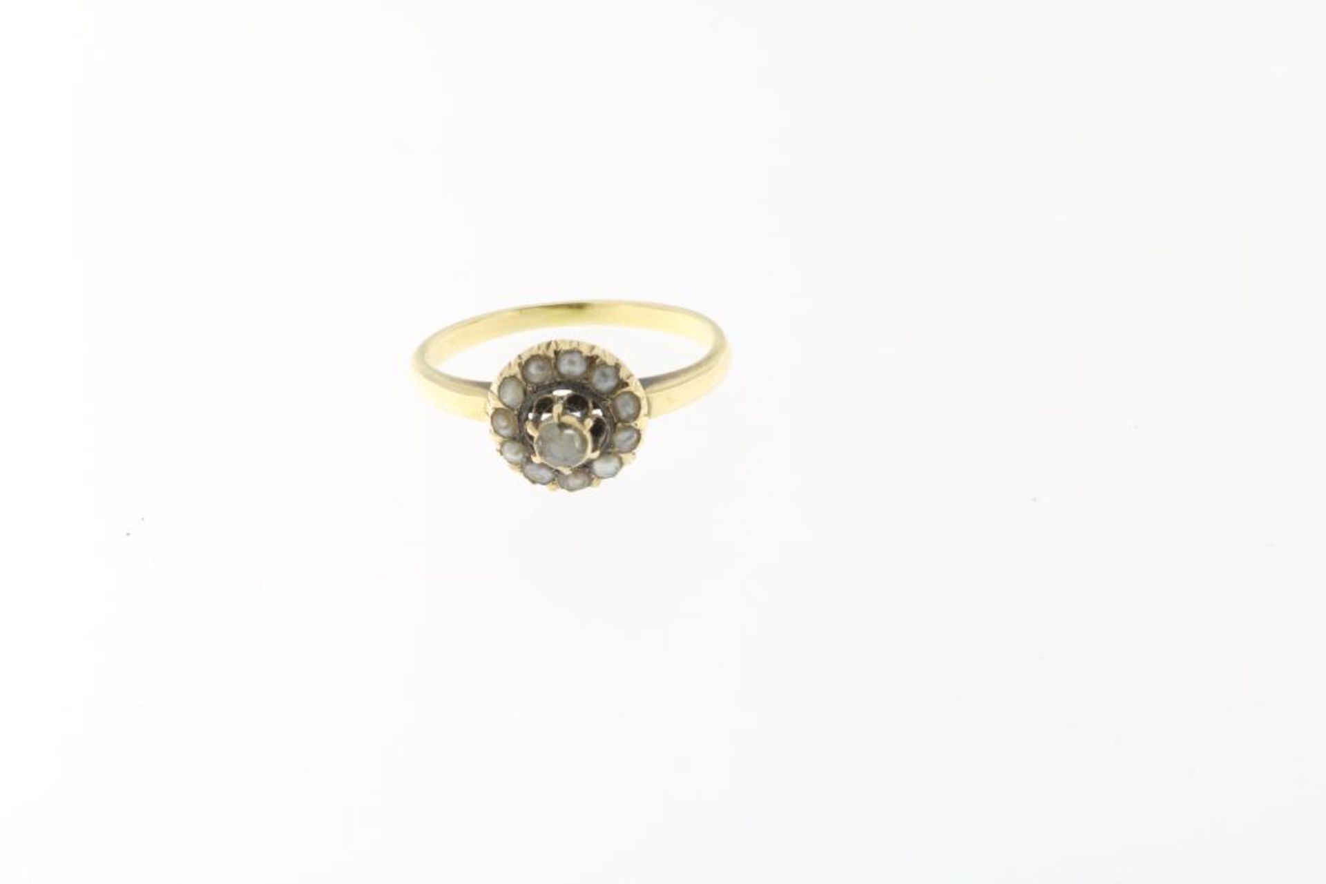 Gouden entourage ring, diamant en parels - Bild 4 aus 5
