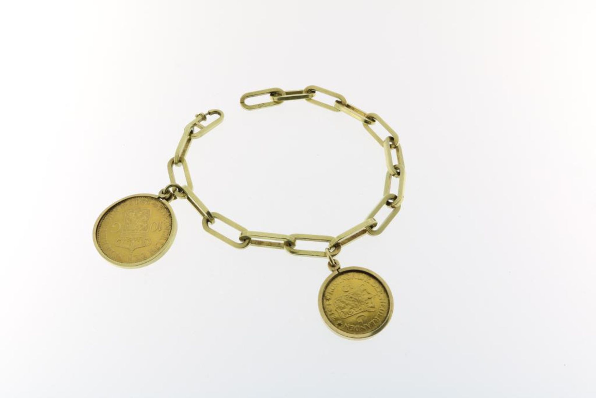 Gouden close-forever armband, 2 munten - Image 2 of 2