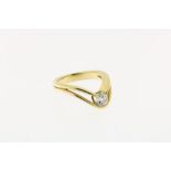 Gouden moderne ring met diamant, ca.0,43