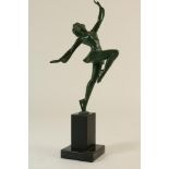 Bronzen Art Deco sculptuur schaatster