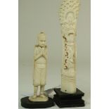 2 sculpturen tempelwachter en Bohhisatva