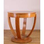 Ronde teakhouten salontafel, Art Deco,