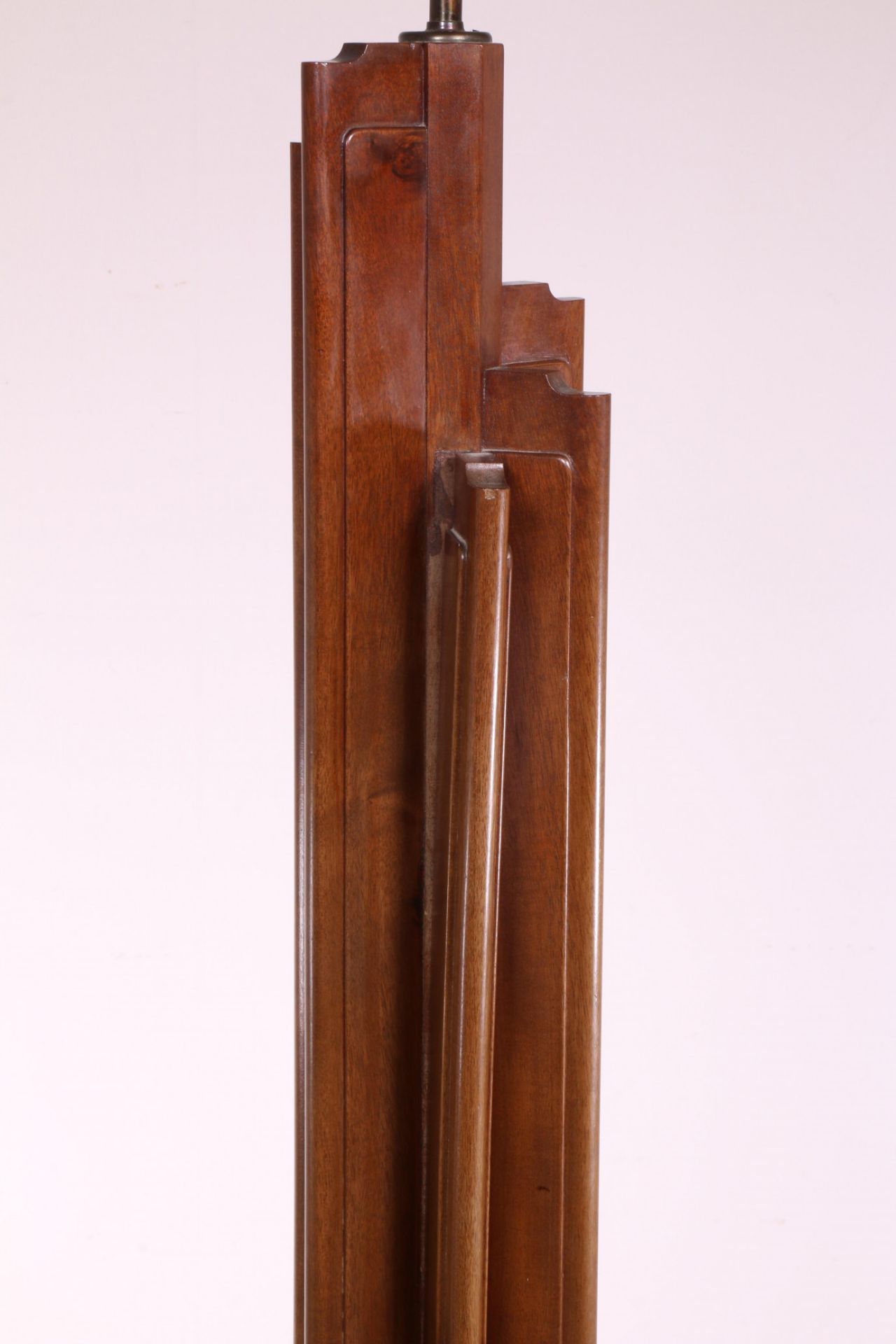 Zesribbige mahoniehouten staande schemerlamp, ca. 1930, - Image 2 of 7