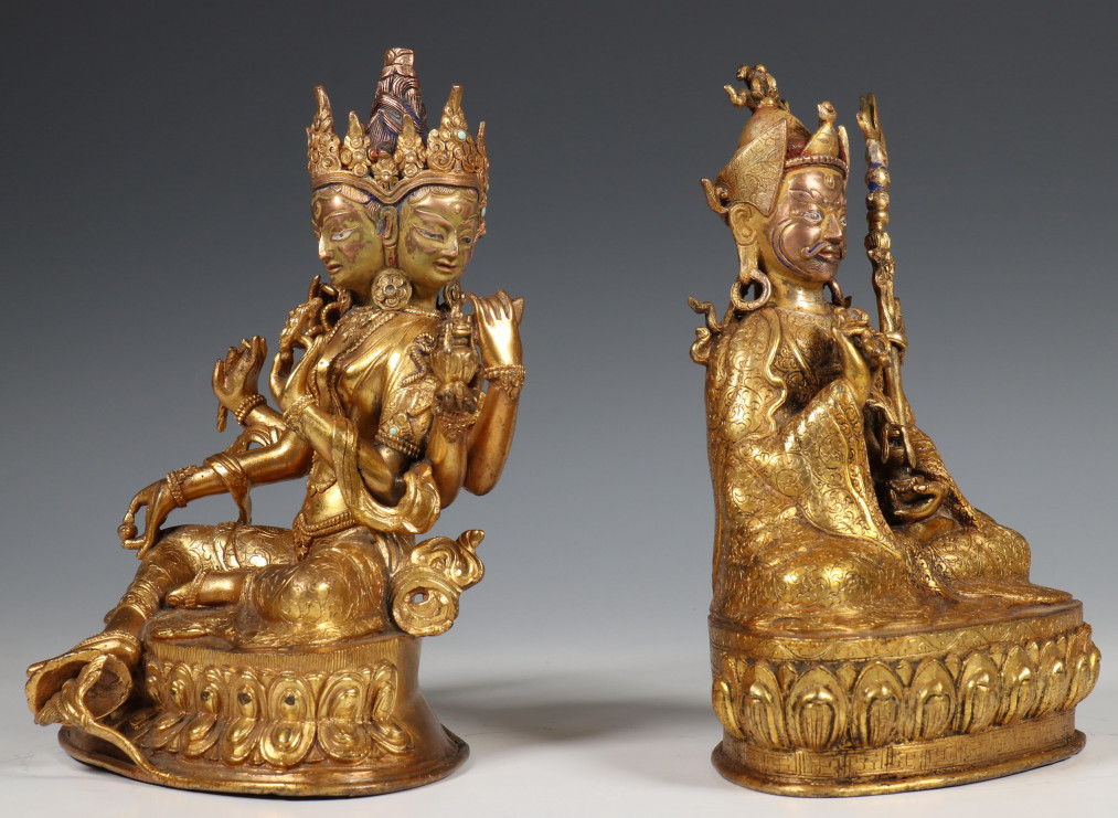 Tibet, twee verguld bronzen figuren, 20e eeuw, - Image 2 of 6