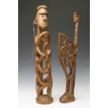 Papua, Asmat, open worked ancestor figure and a Kamoro figure