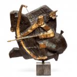 Theo Mackaay (geb. 1950), deels bruin gepatineerd bronzen sculptuur, 1992;