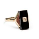 14krt. Witgouden ring, Art-Deco,