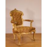Verguld houten fauteuil, Louis XV,