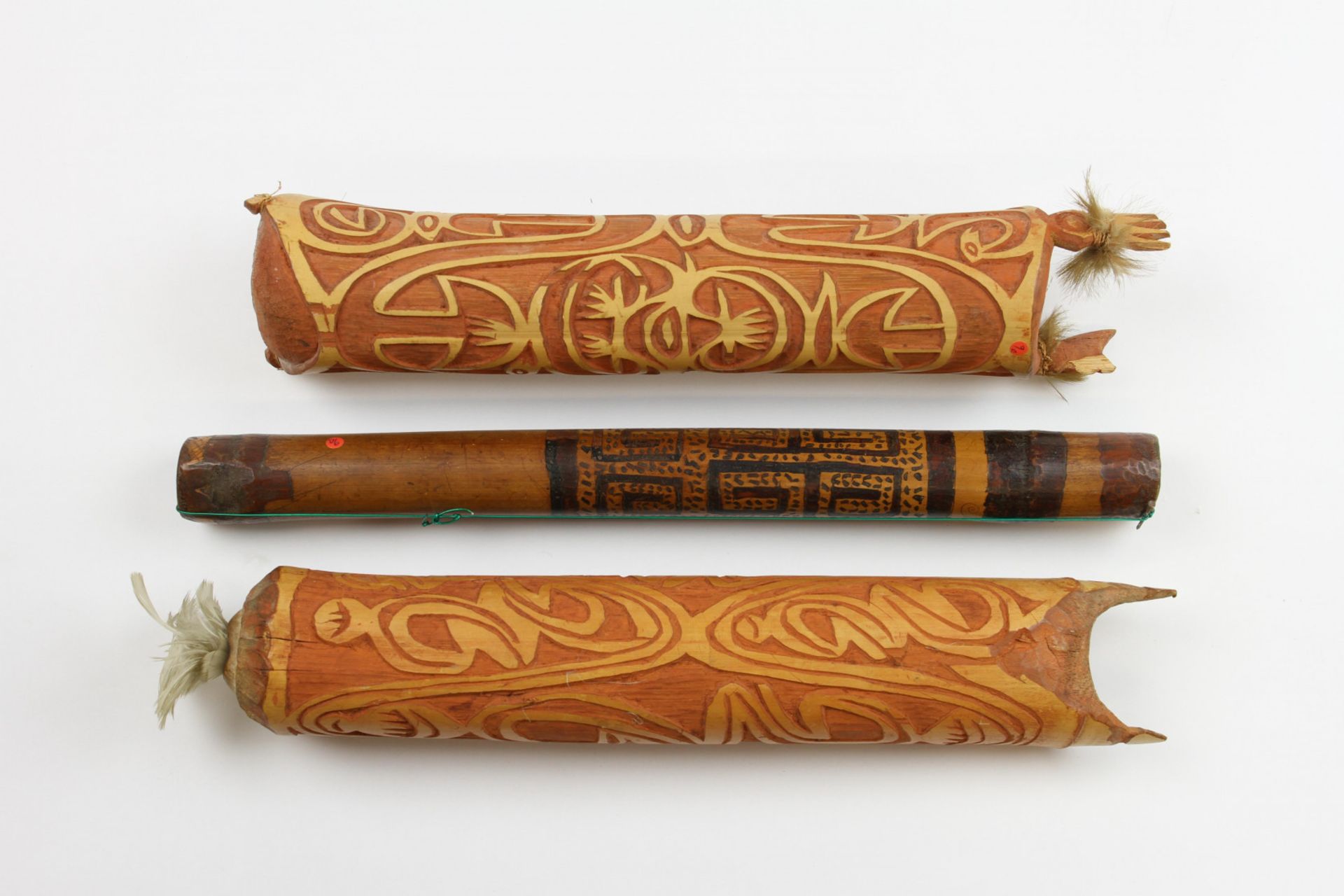 Papua, Asmat, two bamboo horns, red pigment - Image 2 of 3