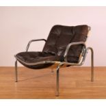 Verchroomd stalen relaxfauteuil, jaren '70,