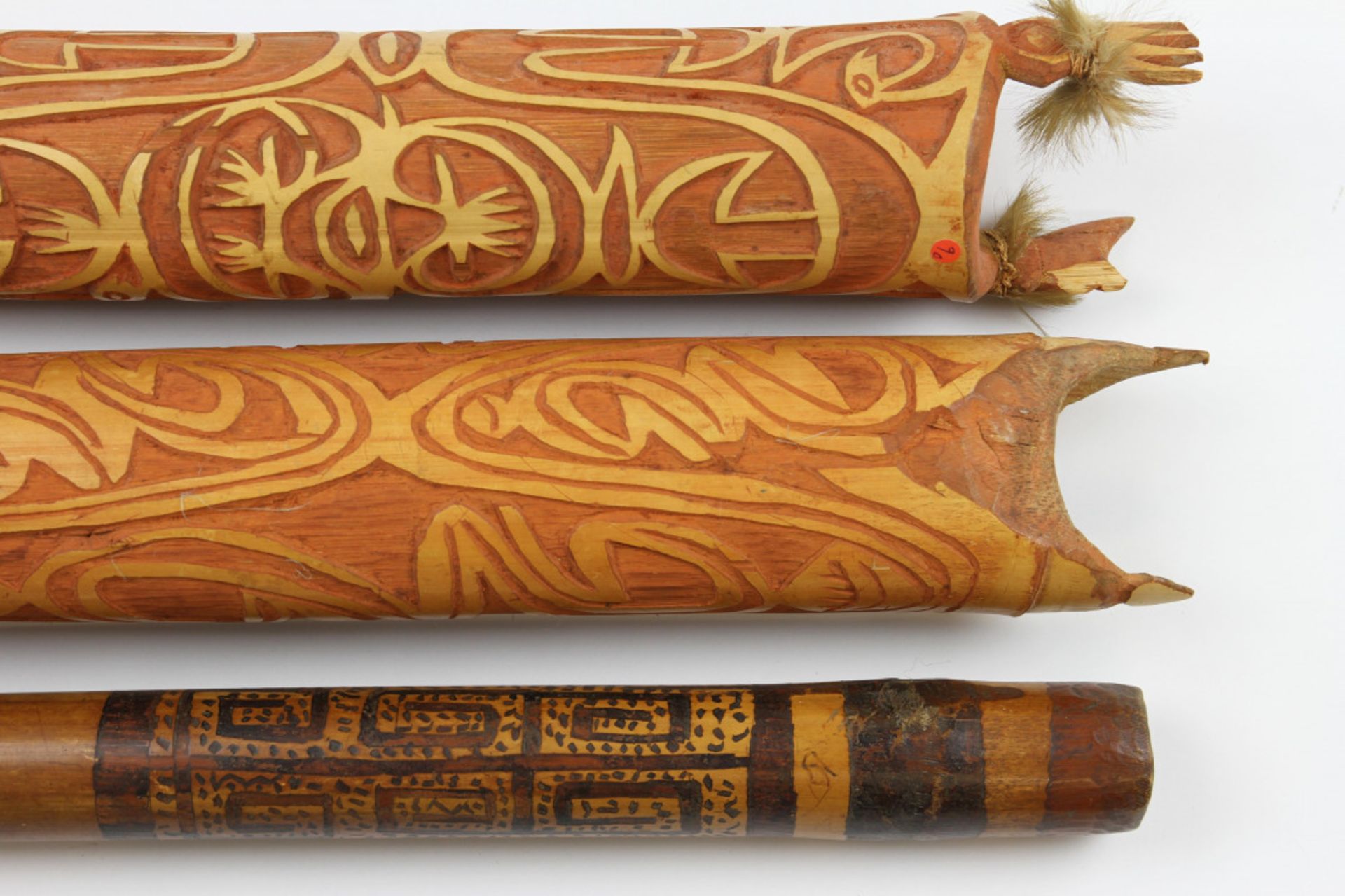 Papua, Asmat, two bamboo horns, red pigment - Image 3 of 3