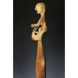 Papua, Asmat, bowl, one finial with seated figure and bird's head