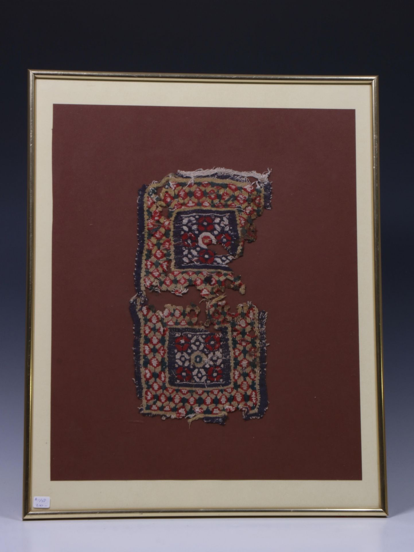 Egypt, six various Coptic textiles in frame, 6th-8th century, - Bild 4 aus 7