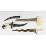 Indonesie, keris with ivory handle and silver blade and a Middle Easter dagger