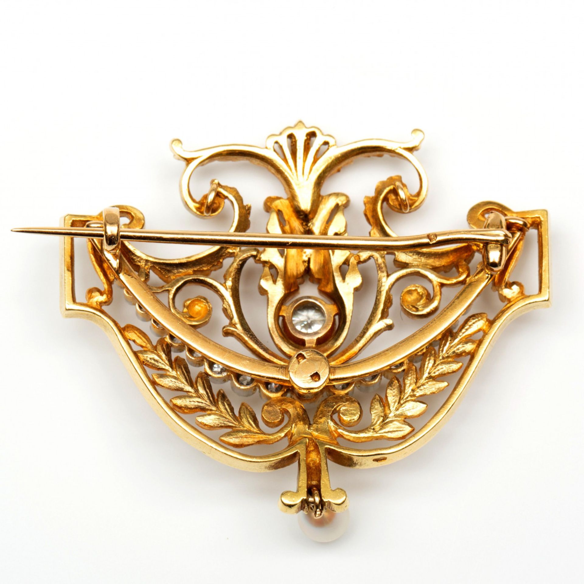 18krt. Gouden broche, Neo-Classisme, - Image 2 of 2