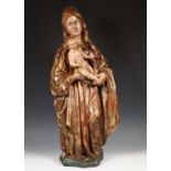 Spanje, polychroom beschilderde houten Madonna met kind, 17e eeuw;