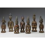 Nigeria, Yoruba, Ilorin Oyo, a collection of seven various Ibeji figures.