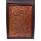 Bali, finely carved wooden panel, 20th century,