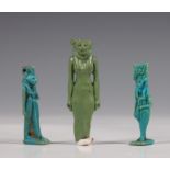 Egypt, three faience amulet of Seghmet, Late Period