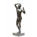 Naar Rodin, groen gepatineerd bronzen sculptuur;