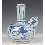 China, blauw-wit porseleinen ghendi, Wanli,