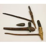 Papua, Asmat, two adzes and an axe