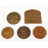 Diverse bronzen penningen, 19e eeuw;