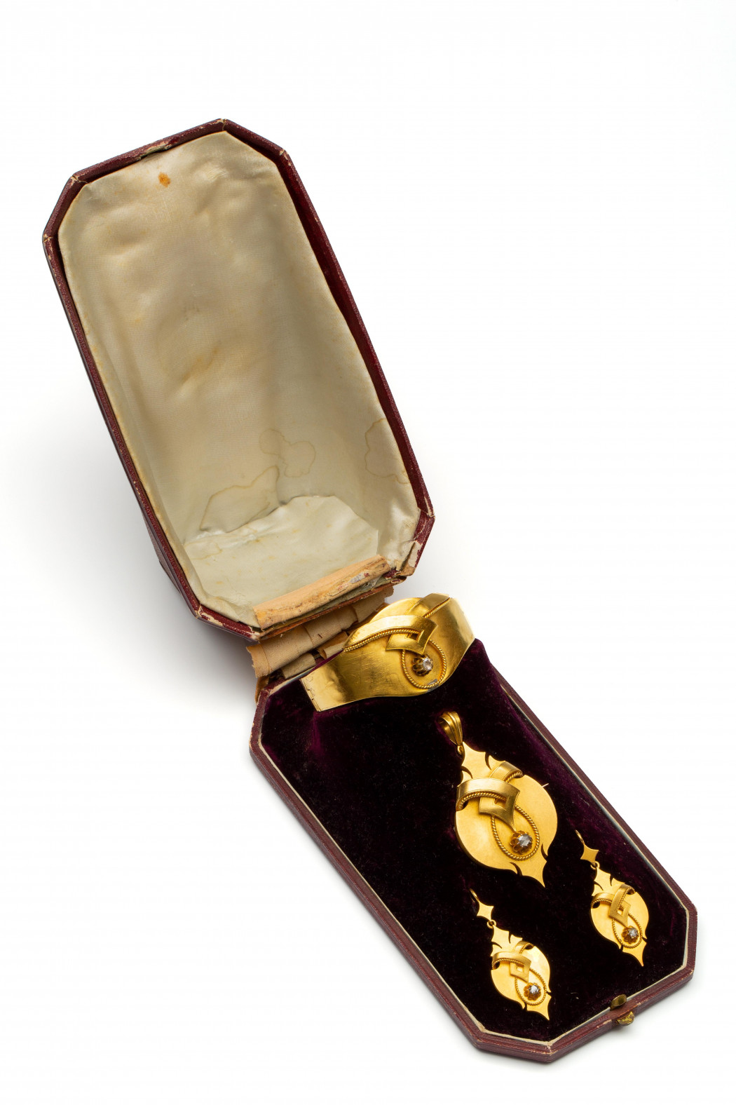 14krt. Gouden demi-parure, ca 1860-1880, - Image 5 of 5