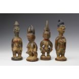 Nigeria, Yoruba, four Ibeji figures;