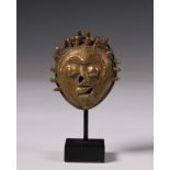 Ghana, Akan, small brass face mask,