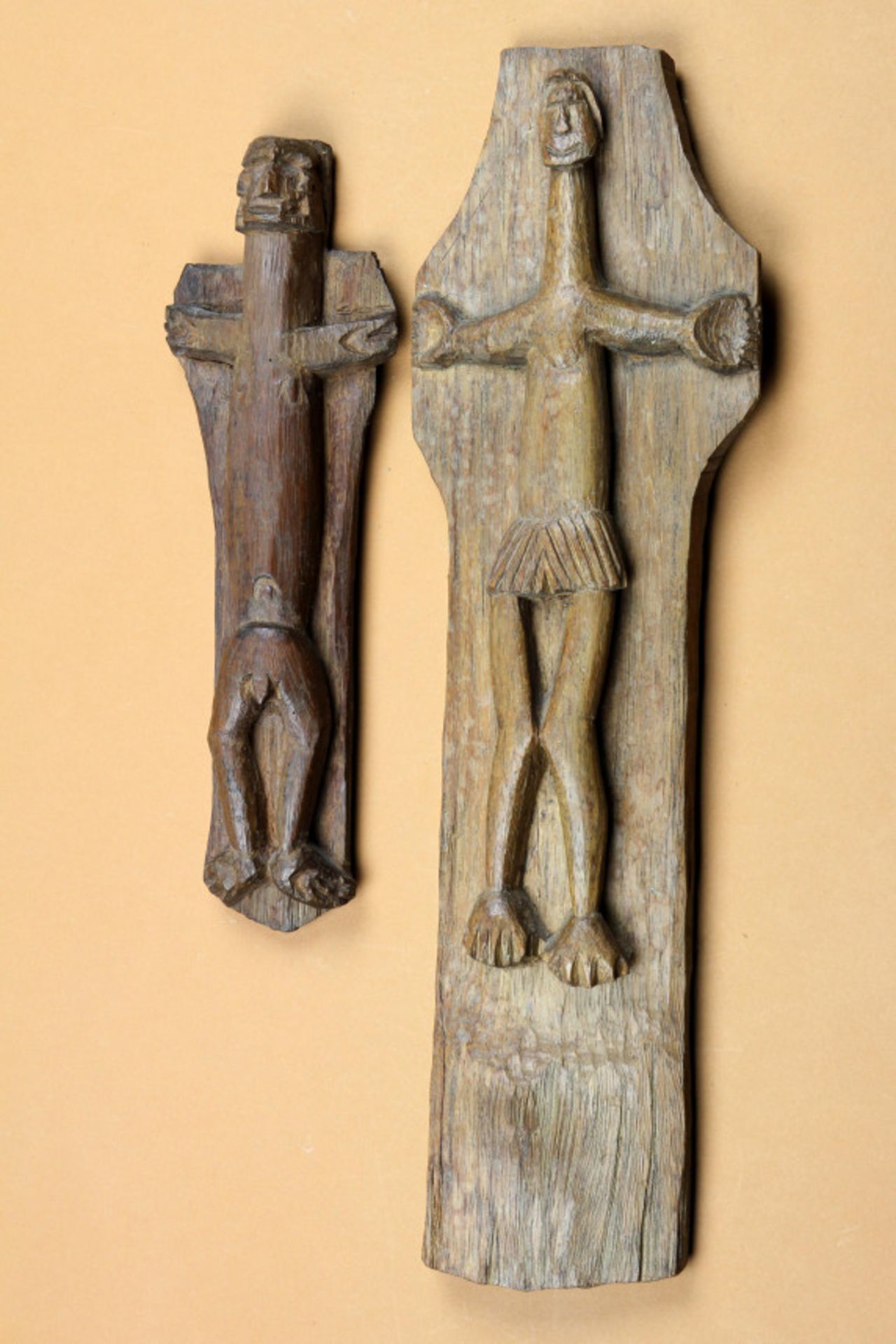 Papua, Asmat, two crucifix, acquired in the field