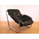 Verchroomd stalen relaxfauteuil, jaren '70,