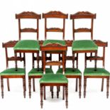 Engeland, set van acht mahoniehouten stoelen, Victoriaans, 19e eeuw,