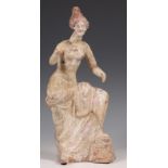 Sicilia, Centuripe, a Tanagra terracotta female figure, ca. 3rd century BC.